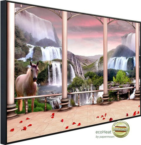 papermoon Infrarotheizung EcoHeat Fantasiewelt mit Wasserfällen in Bunt mit Matt-Effekt, App-Steuerung und Überhitzungsschutz - Bild 1