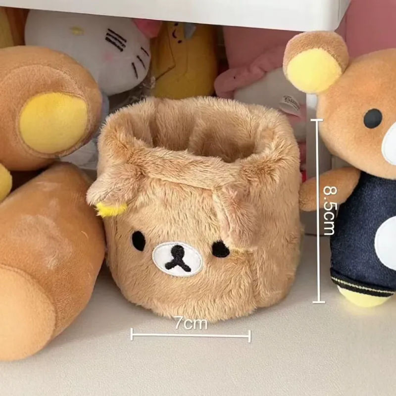 Rilakkuma Plüsch-Aufbewahrungsbox als Schreibwaren-Organizer für deinen Schreibtisch, Braun - Bild 2
