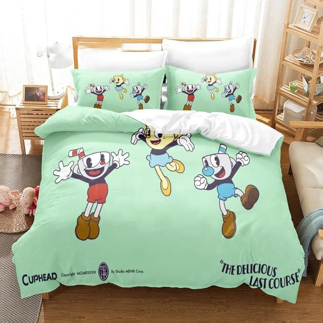 Bettwäsche Set Cartoon Cuphead Show für Kinder und Erwachsene mit Bettbezug und Kissenbezug, Mehrfarbig, B/H: 140 x 210 cm - Bild 1