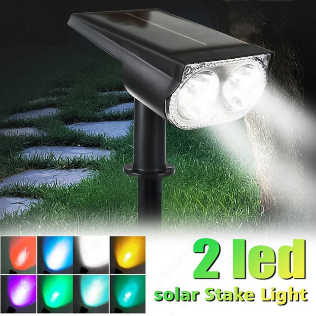 Heinast Solar LED Flutlicht mit 2 LEDs, IP65 wasserdicht, Schwarz, Helligkeit einstellbar für Garten, Hinterhof, Auffahrt und Terrasse - Bild 1