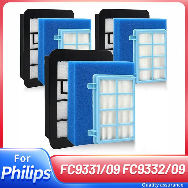 Waschbares Motor-Schaumstofffilter-Set in Blau für Philips Power Pro Compact Staubsauger FC9331/09 FC9332/09 FC8010/01 - Bild 1
