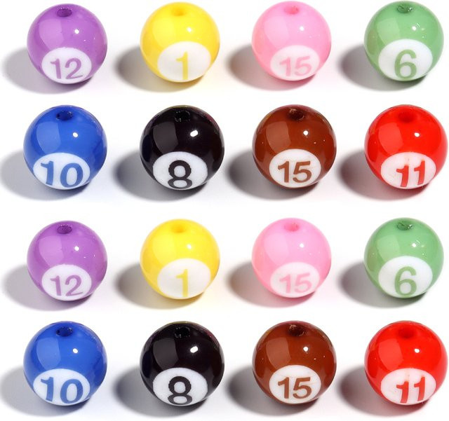 Acryl Perlen, rund, bunt, 10/16 mm, für Armband DIY - Bild 1