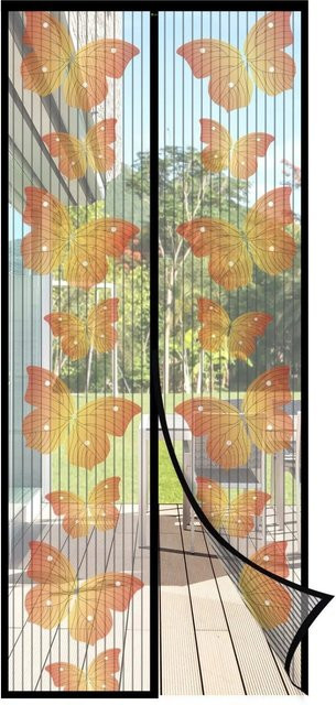 Sekey Insektenschutz-Tür mit Schmetterlingsmotiv, magnetisches Fliegengitter für die Balkontür, Multicolor, B x H: 100 x 210 cm - Bild 1
