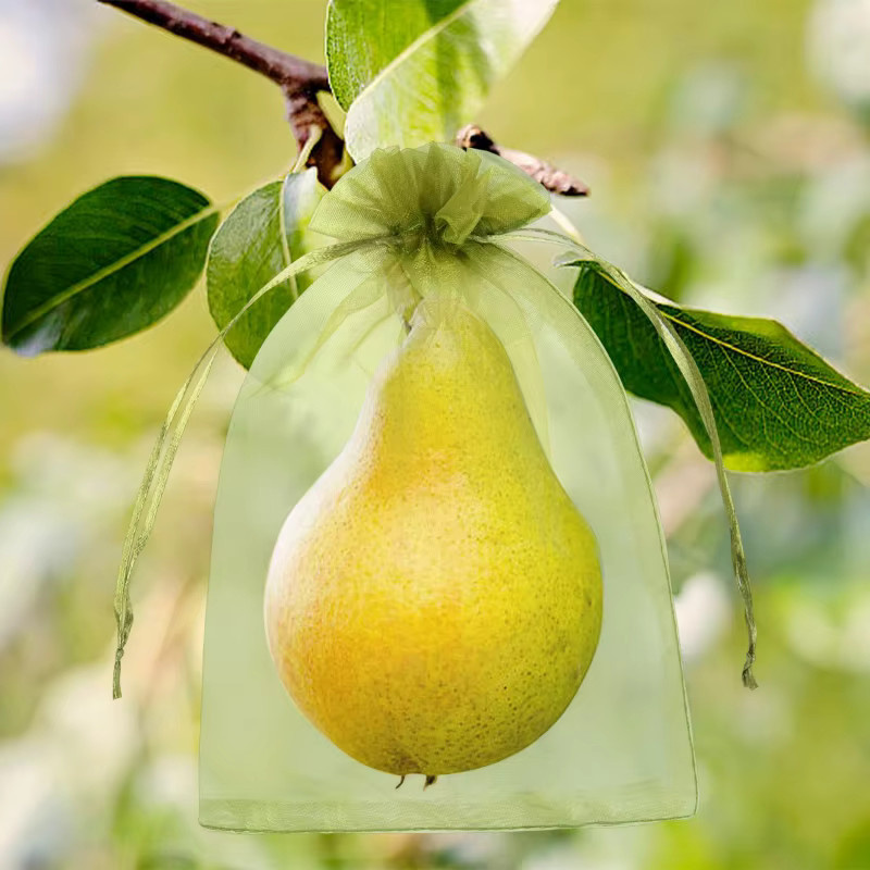 50 Stück Organza Obst Netztaschen aus Polyester mit Kordelzug für Garten und Verpackung in Schwarz und Grün - Bild 2