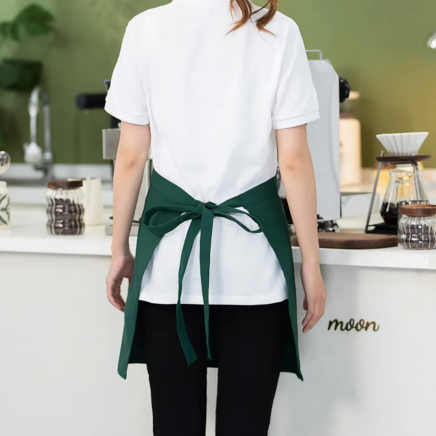 Unisex-Schürze aus wasserdichtem Segeltuch in Grün mit 3 Taschen für die Restaurantküche - Bild 4