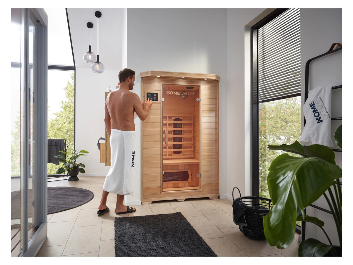 Home Deluxe Infrarotkabine REDSUN M mit Vollspektrumstrahler für 2 Personen, Farbe: Braun, B/T: 120 x 105 cm - Bild 2