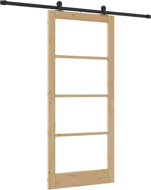vidaXL Schiebetür ORKDAL aus Massivholz Kiefer und Glas in Natur/Braun, B: 93 cm, H: 211 cm - Bild 1