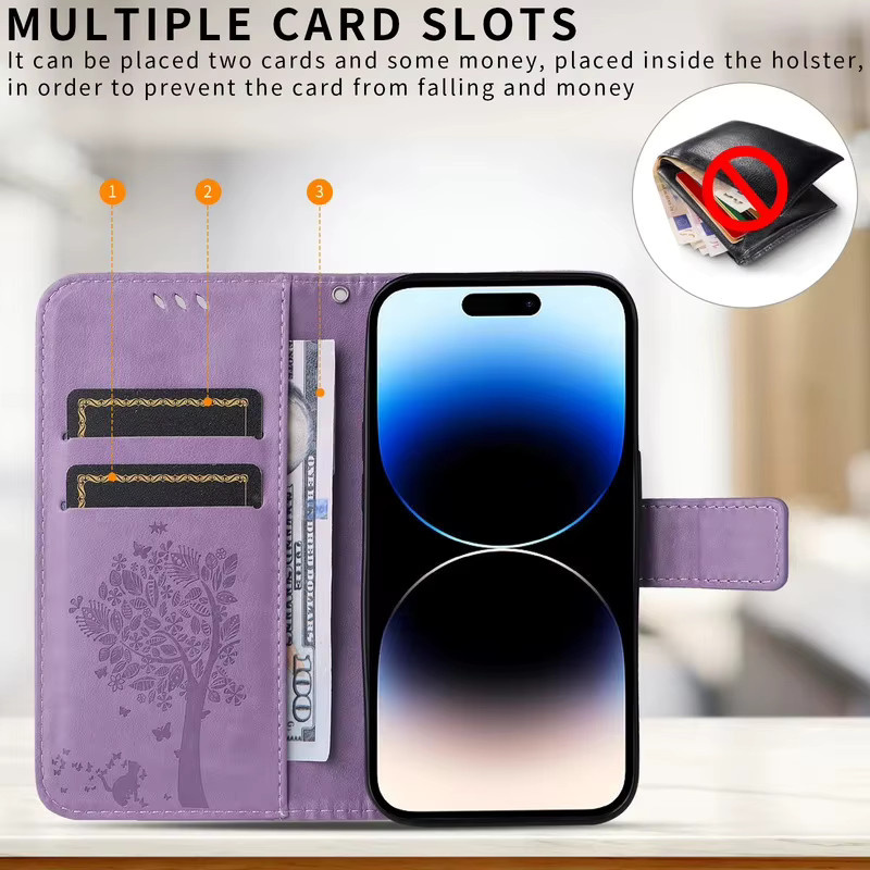 Magnetische Lederhülle im Brieftaschen-Design für Motorola Moto G04 G04S G05 G13 G23 G24 G32 G34 G45 G53 G54 G73 G85 5G in Lila - Bild 6
