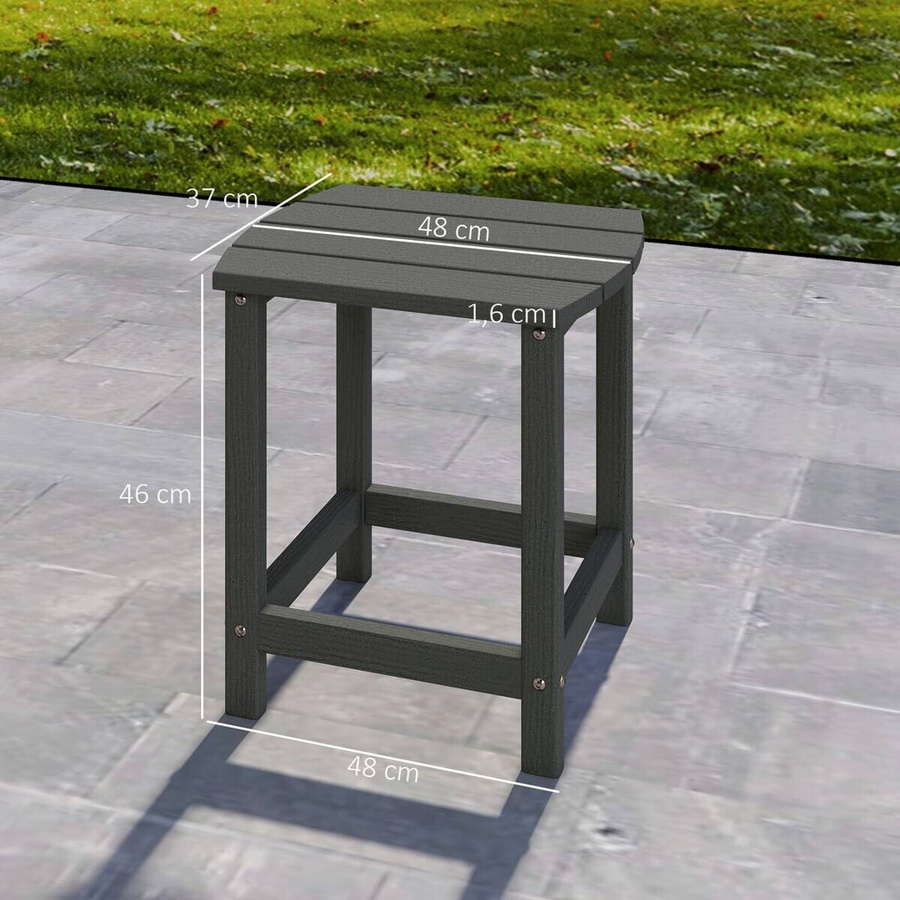 Outsunny Gartentisch und Beistelltisch aus wetterfestem Kunststoff in Grau, B/T/H: 37 x 46 x 48 cm - Bild 3