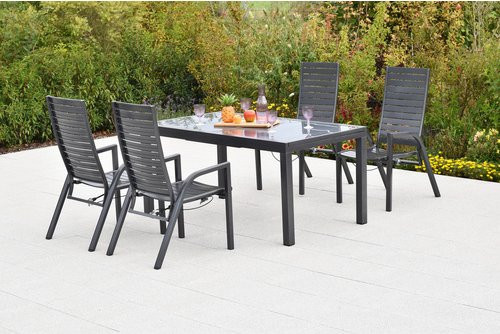 MERXX Gartenmöbel-Diningset Siros, 5-teilig, Aluminium und Glas, schwarz, B/T/H: 111,0 x 90,0 x 90,0 cm - Bild 1