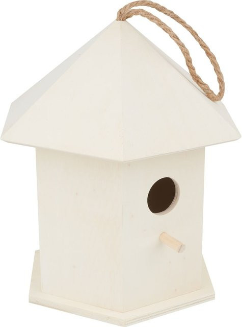 VBS Deko-Vogelhaus 6-eckig in Beige aus Kiefernholz zum Aufhängen, B/T/H: 22,0 x 15,0 x 21,0 cm - Bild 1