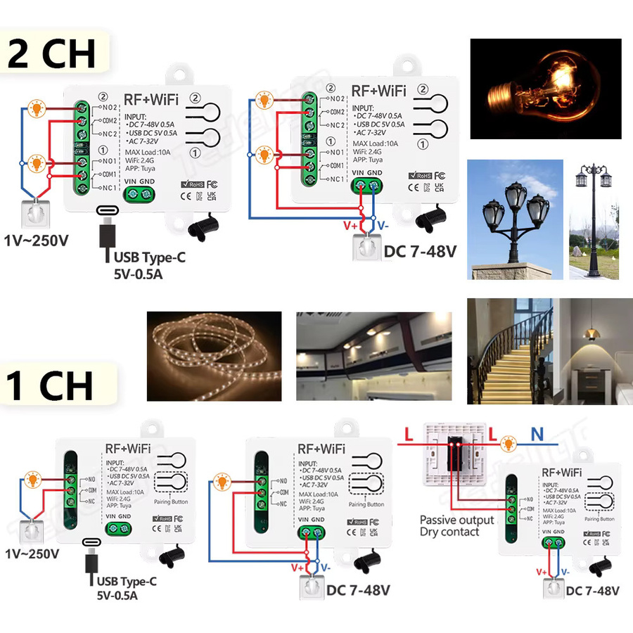 Tuya WiFi Smart Switch Modul für Alexa und Google Home zur Steuerung von Lampen und Motoren - Bild 2