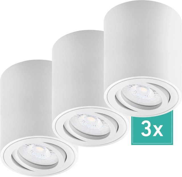 Oktaplex Lighting 3er Set Lile M Aluminium Aufbauspots mit LED-Modulen, schwenkbar, Neutralweiß 4000K, Weiß - Bild 1