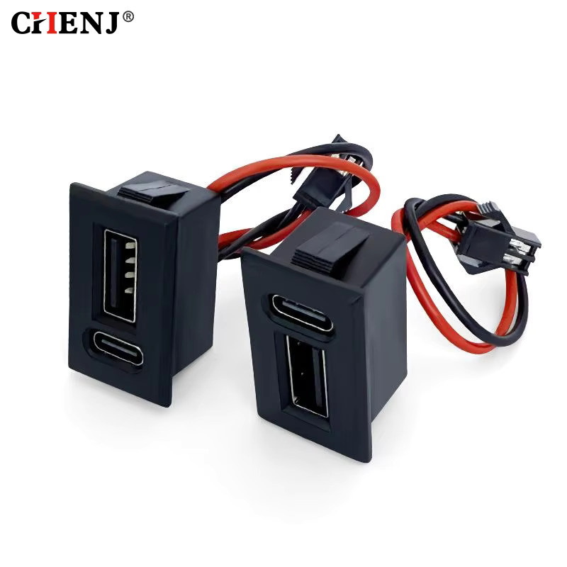eelhoe USB-C Steckdose mit Doppelschichtiger Ladebuchse für Telefone, Schwarz - Bild 2