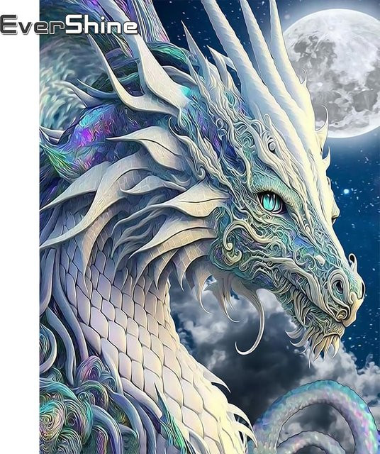 EverShine DIY Diamantmalerei Drache Motiv als Mosaik-Stickerei-Set in Multicolour, B/H: 30 x 20 cm - Bild 1