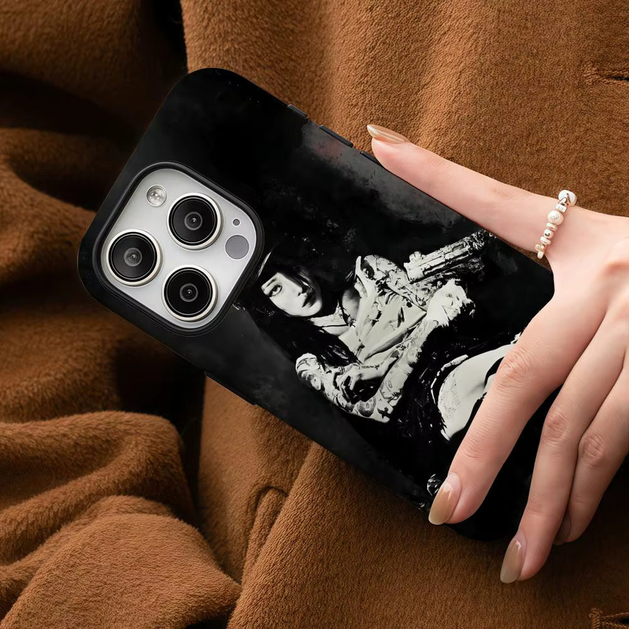 Y-Yeule Evangelic Girl is a Gun Handyhülle für iPhone 17 16 15 14 13 12 Pro Max Plus in Schwarz und Weiß mit glänzender HD-Doppelschicht-Flüssighartschale - Bild 5