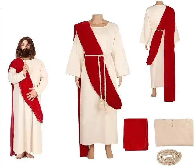 ZOBOTT Jesus-Christus-Kostüm für Herren, Robe, Toga, Gewand mit Bart - Bild 1