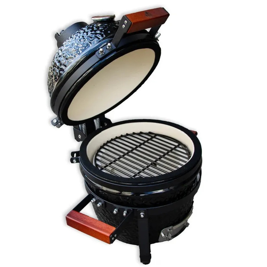 BBQ First Kamado Tischgrill mit Thermometer in Schwarz aus Keramik und Edelstahl - Bild 2