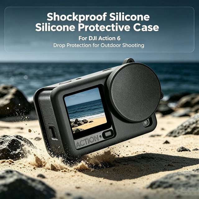 DJI Osmo Action 6 Silikon-Schutzhülle in Schwarz mit Objektivabdeckung und Handschlaufe - Bild 1