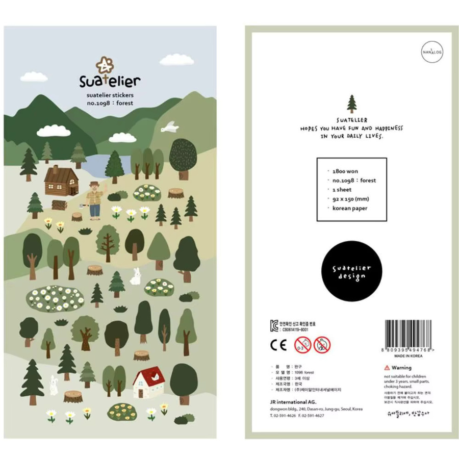 Suatelier Dekorative Aufkleber Grüner Wald für Tagebuch und Scrapbooking in Grün und Multicolour - Bild 4