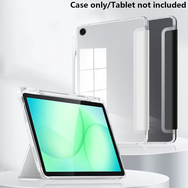 PHYLYN Schutzhülle für Samsung Galaxy Tab A9 Plus und A11 Plus mit Stifthalter und Auto-Schlaf-Aufwach-Funktion in Transparent oder Blau - Bild 1