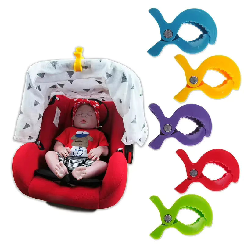 Kinderwagen-Zubehör Set mit Alligator-Clips und tragbaren Haken für Babyautositze, Mehrfarbig - Bild 3