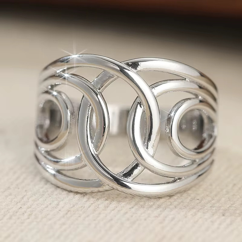 YoYo Ring, versilberter Punk-Stil, geometrisch, Unisex - Bild 3