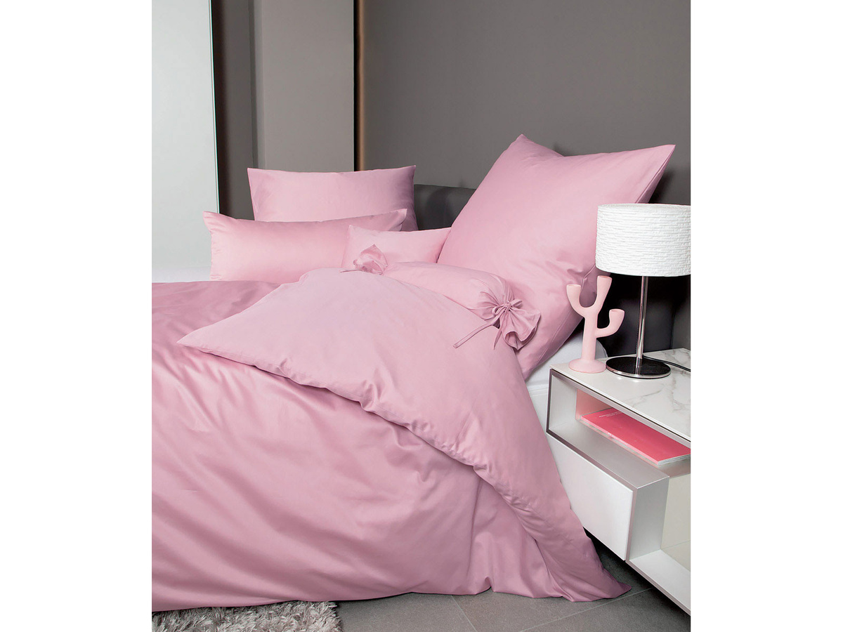 Janine Baumwoll Bettwäsche Colors Pink Mako-Satin mit Reißverschluss - Bild 1