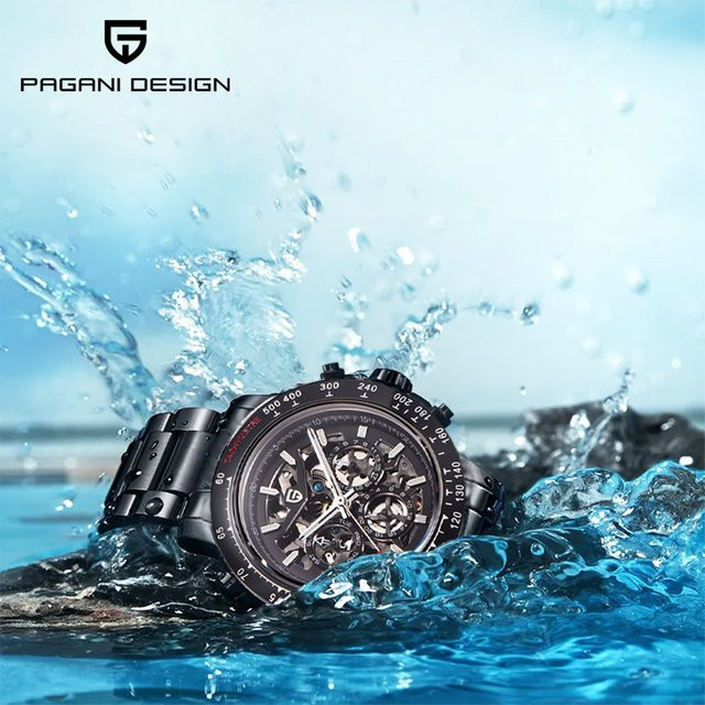 PAGANI DESIGN Armbanduhr, Automatik, Edelstahl, Schwarz, Herren - Bild 1