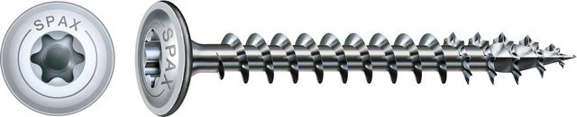 Spax Tellerkopf Holzschraube mit T-Star Plus-Antrieb aus Stahl, Farbe Silber, Durchmesser: 6 mm, Länge: 60 mm, 30 Stück - Bild 1