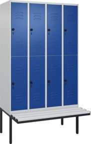 C+P Doppelstock-Spind Classic PLUS Sitzbank mit 4 Abteilen und Sicherheits-Drehriegel, B/T/H: 212 x 120 x 81,5 cm - Bild 1