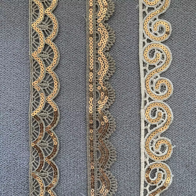 Goldene Pailletten-Borte aus Stoff für DIY-Bastelarbeiten und Hochzeiten, 3 m pro Packung - Bild 2
