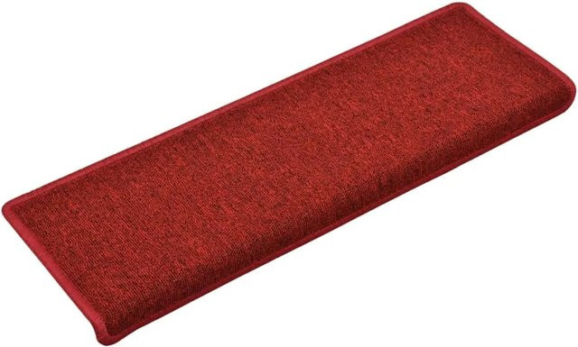 vidaXL Stufenmatten 15 Stück aus Nadelvlies in Bordeaux Rot, selbstklebend und rutschfest, B/T/H: 65 x 21 x 4 cm - Bild 1
