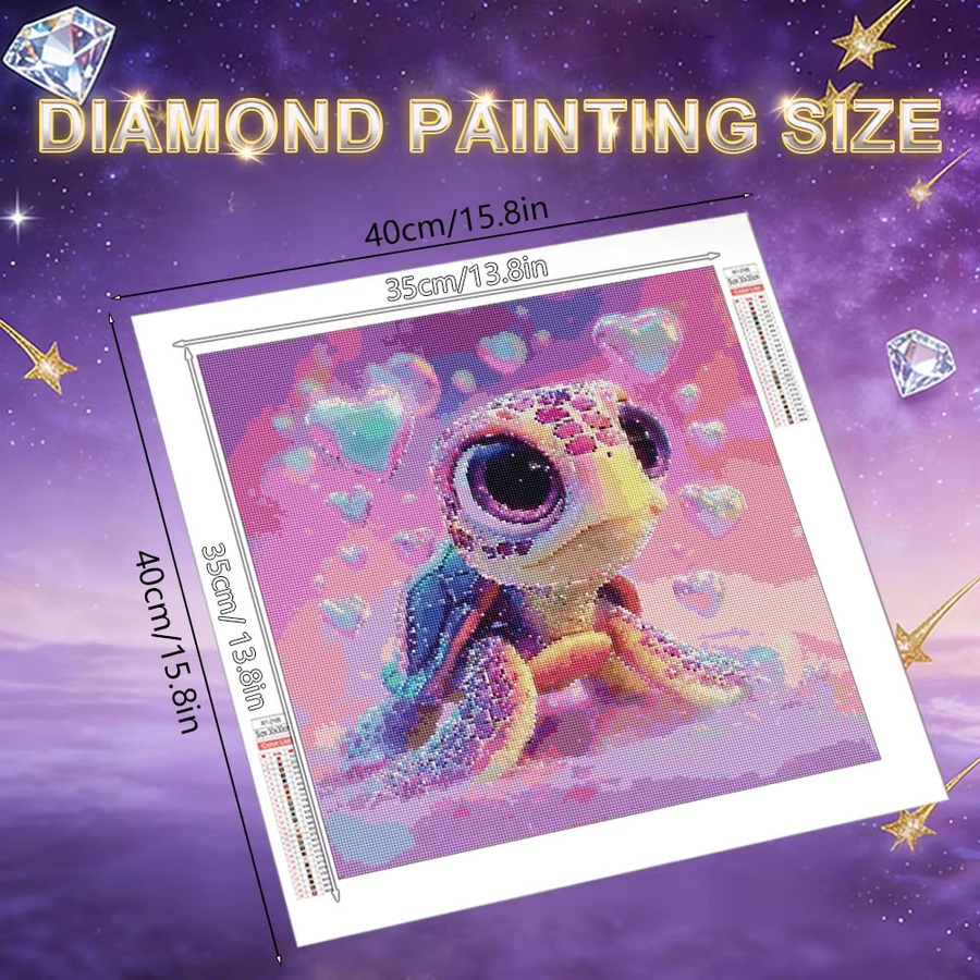 HUACAN 5D Diamant-Gemälde Schildkröte Herz Meerestier DIY Strass-Kunsthandwerk in Multicolour, B/H: 20 x 20 cm - Bild 2