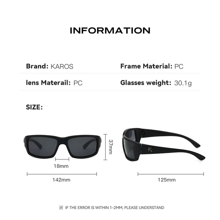 KAROS YZ2028 Sportsonnenbrille, Vollrand, Kunststoff, Schwarz, Unisex, polarisiert - Bild 2