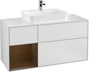 V&B Waschtischunterschrank Finion in Weiß matt lackiert mit linkem Regal, Breite: 120 cm, Tiefe: 50,1 cm, Höhe: 50,1 cm - Bild 1