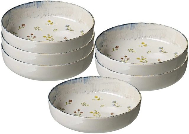 Ritzenhoff & Breker Viola Suppenschale aus Keramik, 6er Set, Weiß/Mehrfarbig, Durchmesser: 18 cm - Bild 1