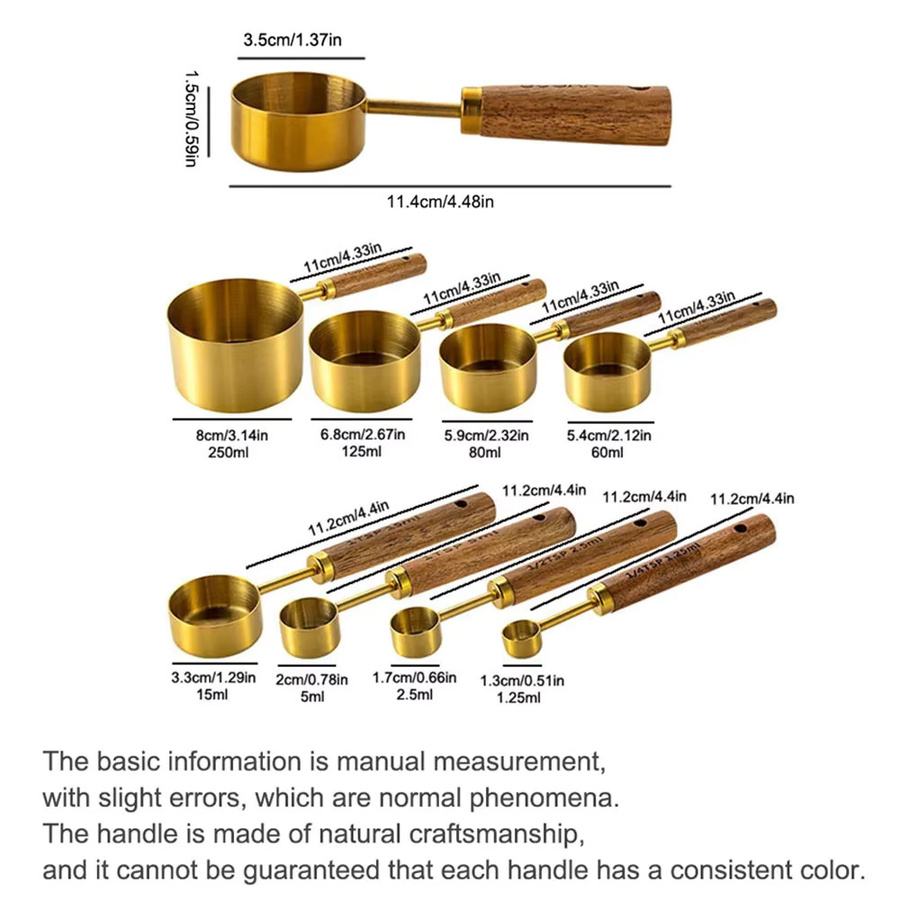 Edelstahl Messlöffel Set aus hochwertigem Edelstahl für Küche und Backen in Silber oder Gold - Bild 2