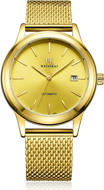 WEISIKAI Armbanduhr, Mechanisch, Edelstahl, Gold, 39 mm, Herren - Bild 1