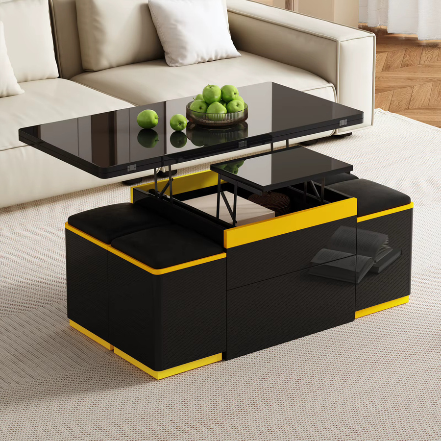 Anajqaqia Multifunktionaler Couchtisch als klappbarer Esstisch und Beistelltisch, höhenverstellbar, B/T/H: 100 x 50 x 43 cm - Bild 2