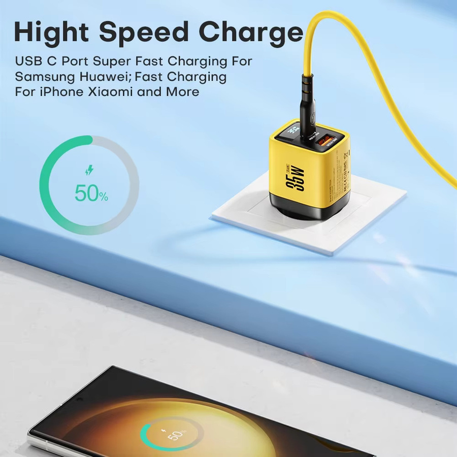 ASOMETECH 35 W GaN Schnellladegerät mit LED-Display und USB-C Anschluss für iPhone, Samsung und Xiaomi mit PD 3.0 und QC 3.0 Technologie - Bild 3