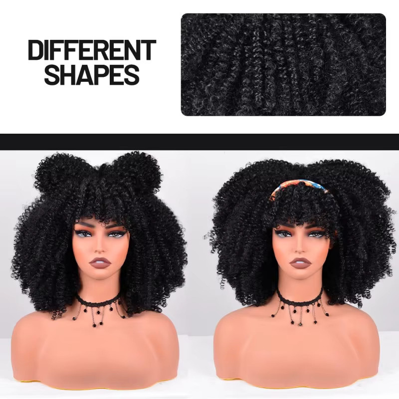 Suri Hair Afro-Perücke, schwarz, lockig mit Pony, Damen - Bild 3