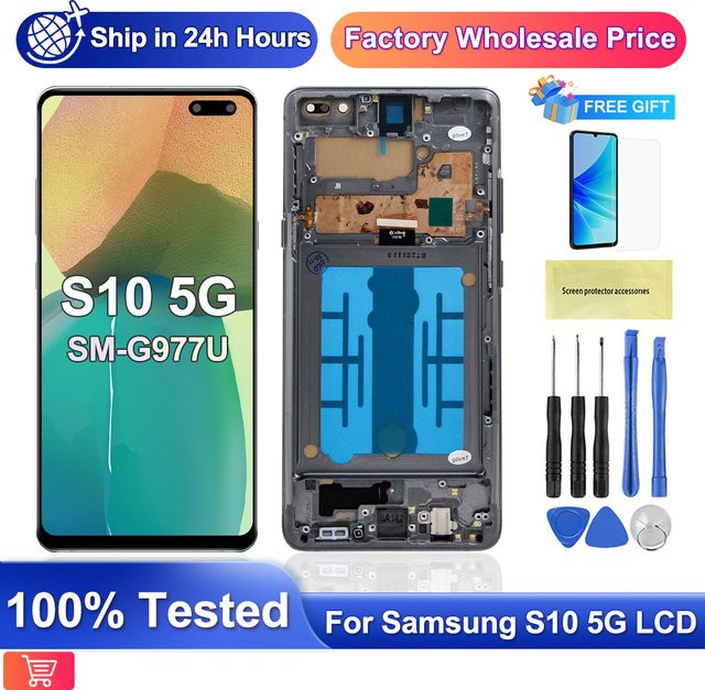 Samsung Galaxy S10 5G Ersatz TFT-Display LCD-Touchscreen Digitizer mit Rahmen in Schwarz oder Silber - Bild 1