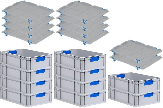 PROREGAL Spar Set 10x Eurobox Nextgen Color mit Auflagedeckel und Schiebeschnappverschlüssen, Blau, H x B x T: 17 x 40 x 60 cm - Bild 1