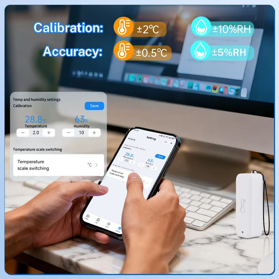 Tuya WiFi-Temperatursensor und Hygrometer IP65 wasserdicht in Weiß, Mini-Wetterstation für Innen und Außen, kompatibel mit SmartLife und Alice - Bild 2