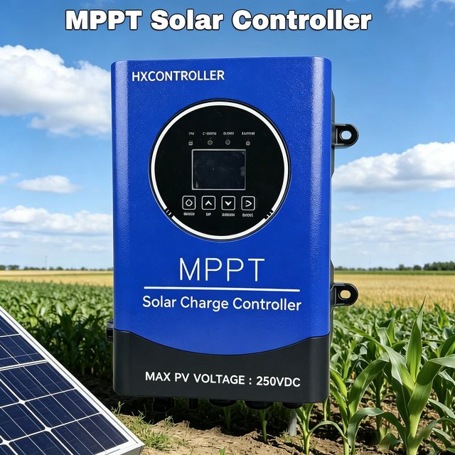 HXCONTROLLER MPPT Solarladeregler für PV-Anlagen in Blau, geeignet für LiFePO4, Lithium, GEL und Blei-Säure-Batterien - Bild 1