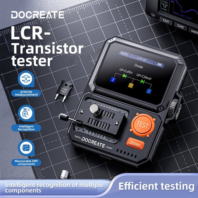 Gaqqee LCR-D2 Transistor-Tester Komponentenmessgerät in Schwarz mit Automatischer Erkennung für MOSFET, Diode, Kondensator, ESR-Test und IR-Decoder für die Elektronik-Reparatur - Bild 1