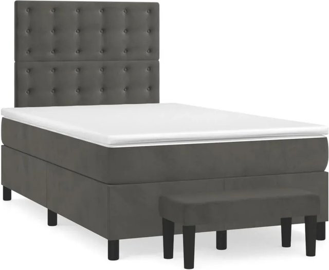 vidaXL Boxspringbett Hybrid mit Matratze und Kopfteil Dunkelgrau Samt B/T: 120 x 200 cm - Bild 1