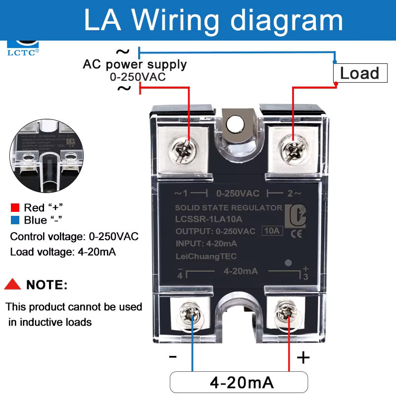 LCTC SSR Solid State Spannungsregler einphasig zur Steuerung mit 0-10V, 4-20MA oder 0-5V - Bild 4