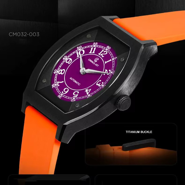 CRONUSART Armbanduhr Automatik, Titan, Tonneau, 41 mm, Herren, Schwarz - Bild 1